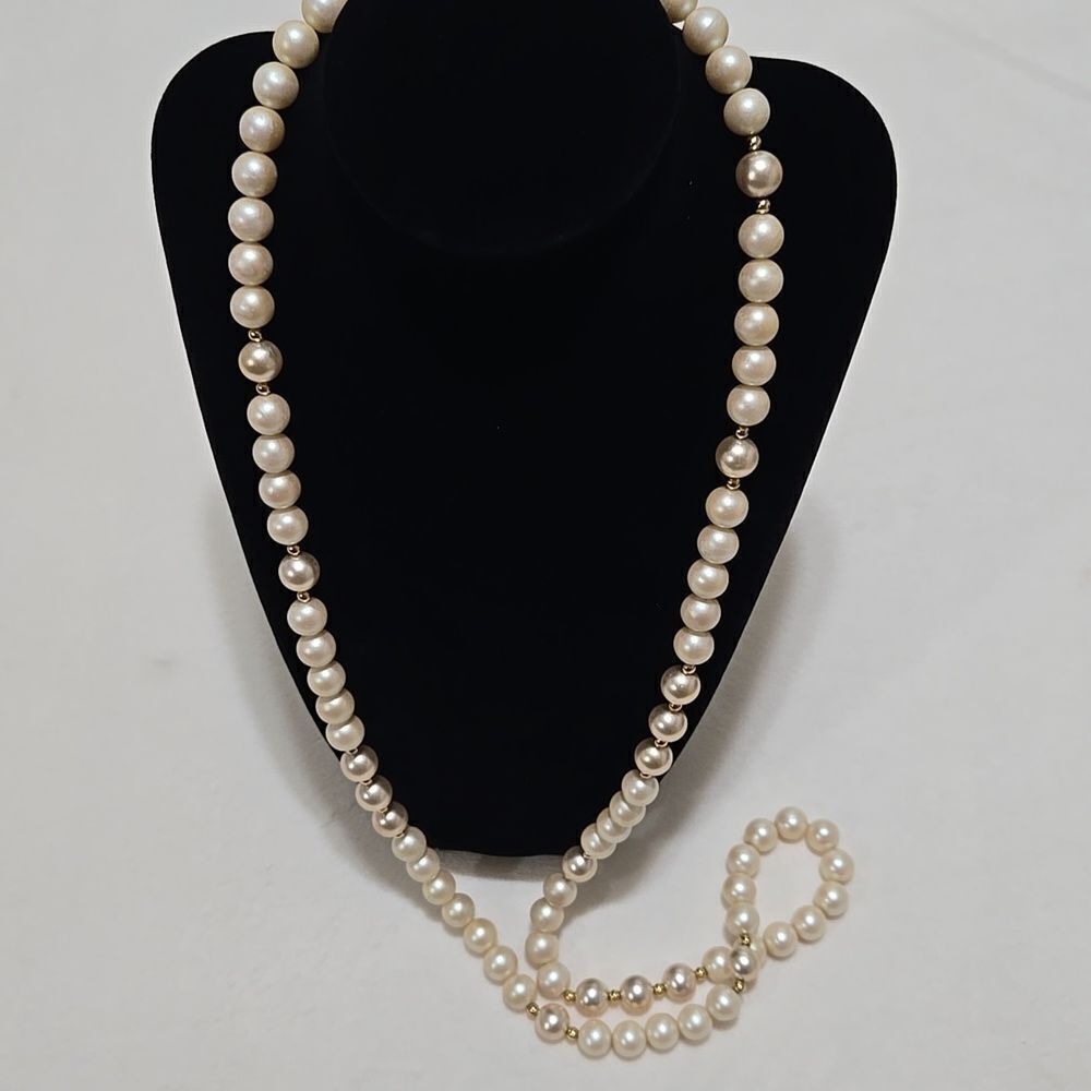 1980's Monet Pearl Necklace with Gold Accents